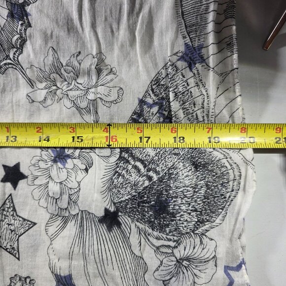 Scarf Floral Butterfly insect Print Lightweight Scarf Fringe Edges fairycore - Picture 4 of 5